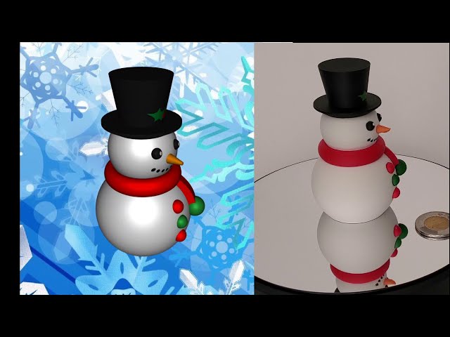 Snowman 3D model painted at normal speed
