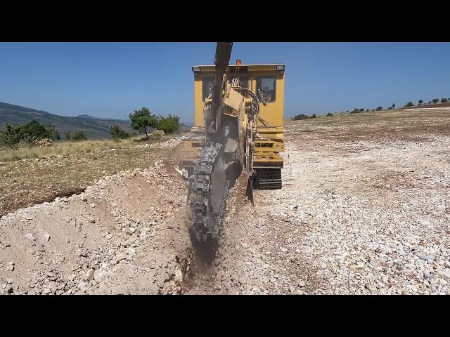 Vermeer T658 Trencher Working On Hard Ground - Opening A Cable Line Ditch - Diastasi Ateve