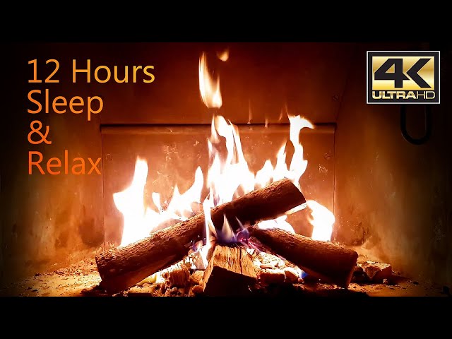 The Best 4K Relaxing Fireplace 🔥 with Crackling Fire Sounds 12 HOURS (12h)  Music 4k UHD
