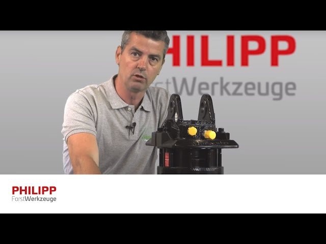 Montage d'un rotateur hydraulique sur un grappin forestier | PHILIPP ForstWerkzeuge GmbH