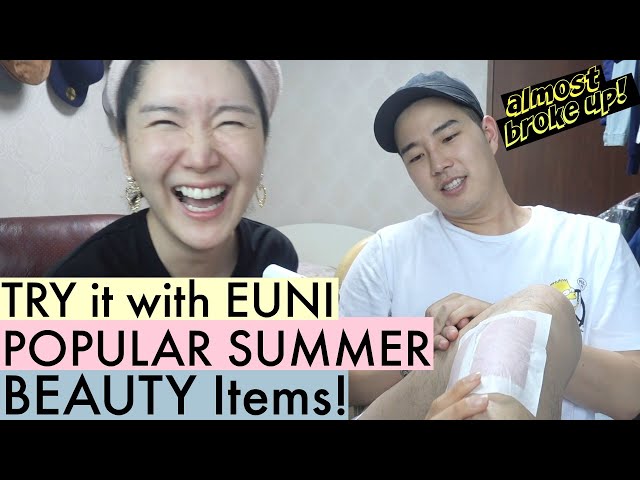 Reviewing Korean Skincare with my boyfriend(sunscreen, nose pack, sheet mask)