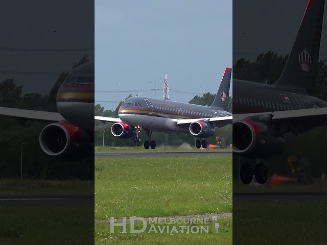 VERY WINDY Royal Jordan Airbus A319 Landing at Amsterdam Schiphol Airport #shorts