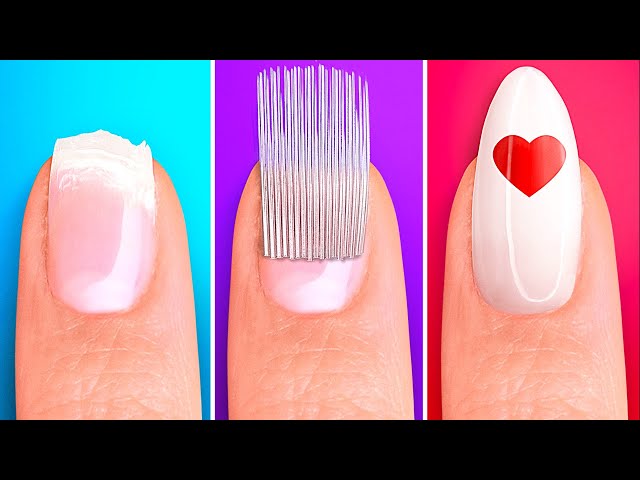 COOL DIY NAIL HACKS || From Short To Long Nails! Easy DIY Beauty Tricks by 123 GO! SERIES
