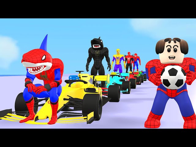 Siêu nhân người nhện vs baby shark spider-man roblox vs car racing challenge vs Hulk,Venom,superman