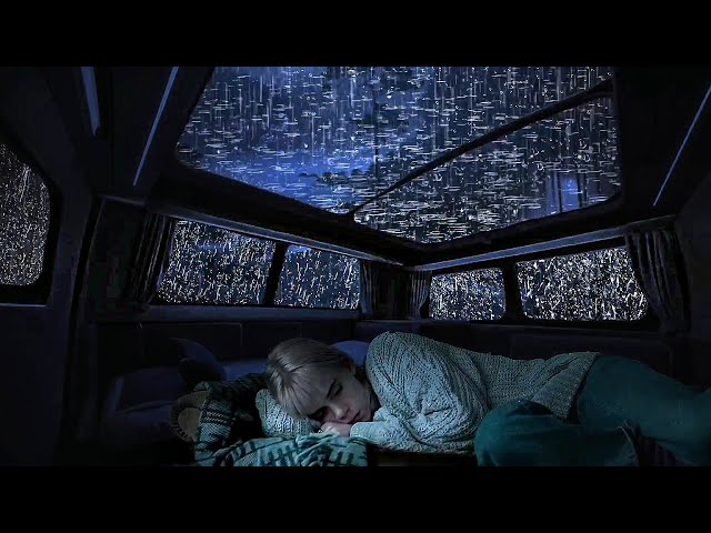 Deep Sleep with Rain Sounds on Camping Car Window-A Thunderstorm at Night for Fast Sleep