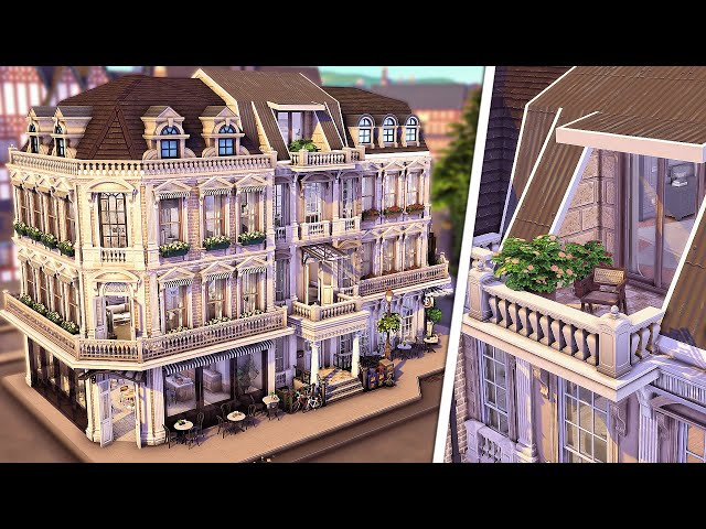 Parisian Apartments with Pâtisserie & Café | The Sims 4 Speed Build