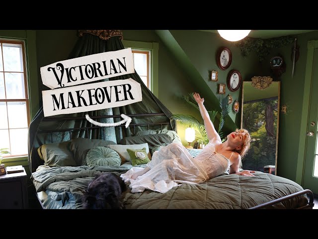Giving my Bedroom a Dark Victorian Makeover (and it's very green lol)