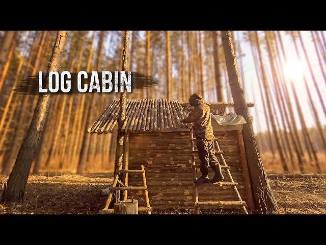 Two days in the forest I build a log cabin. Span-roof. Part 9.