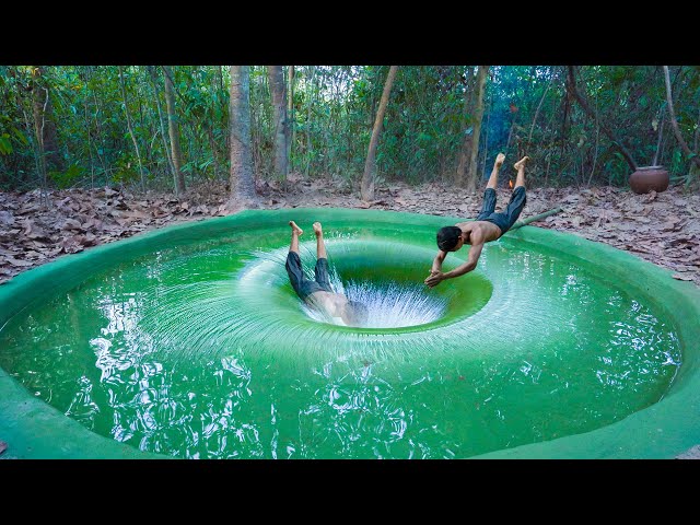 Build The Most Secret Deep Hole Underground Swimming Pool, Men Survival Living Off The Grid