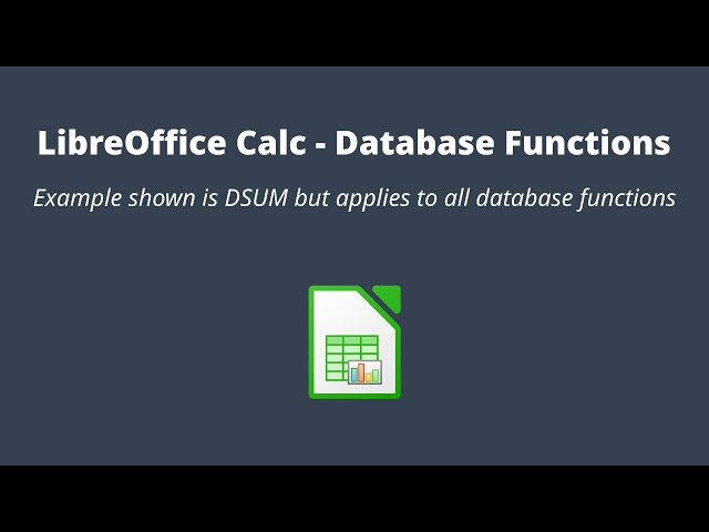 LibreOffice Calc Database Functions