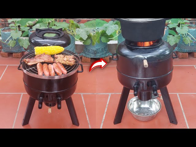 Make a compact multi-function stove with an old water heater