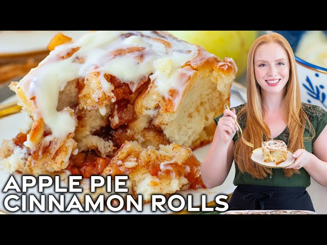 The Best Apple Pie Cinnamon Rolls with Cream Cheese Icing | Soft & Fluffy Rolls!