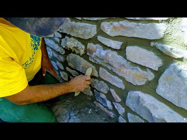 HOW TO BUILD NATURAL STONE WALL, RETAINING ROCK BOULDERS DETAIL MASONRY ADVICE TUTORIAL CONSTRUCTION
