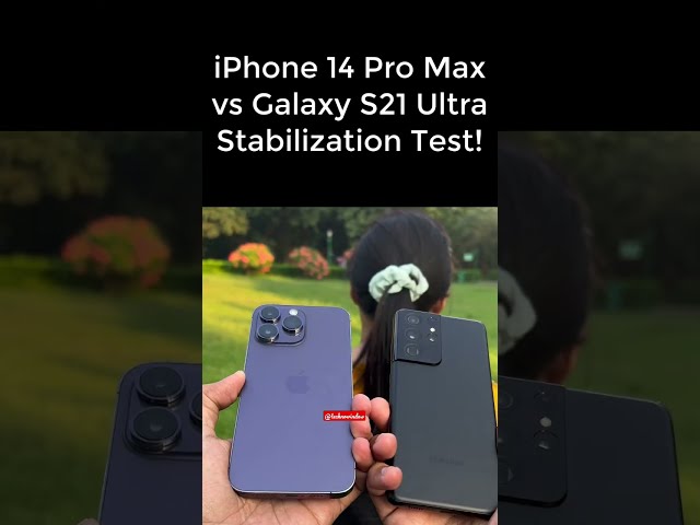 iPhone 14 Pro Max vs Samsung Galaxy S21 Ultra Stabilization Test! #shorts #youtubeshorts
