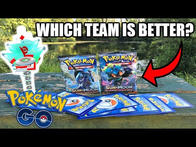 OPENING POKEMON CARDS AT POKEMON GO GYMS! WHICH TEAM IS THE BEST?