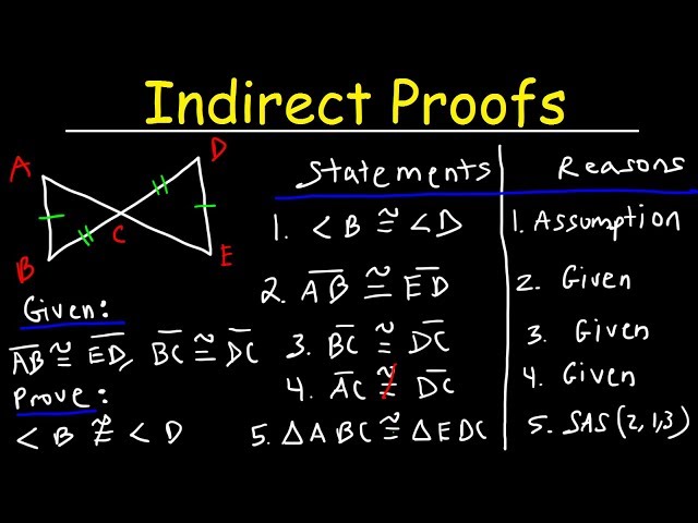 Indirect Proofs, Practice Problems, Two Column Proofs - Geometry