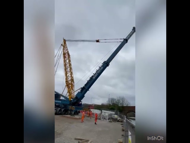 Sennebogen 673 telescopic crawler crane flies over Grand Union Canal in Birmingham
