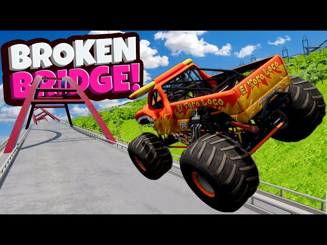 Using Random Vehicles to Jump BROKEN BRIDGES in BeamNG Drive Mods!