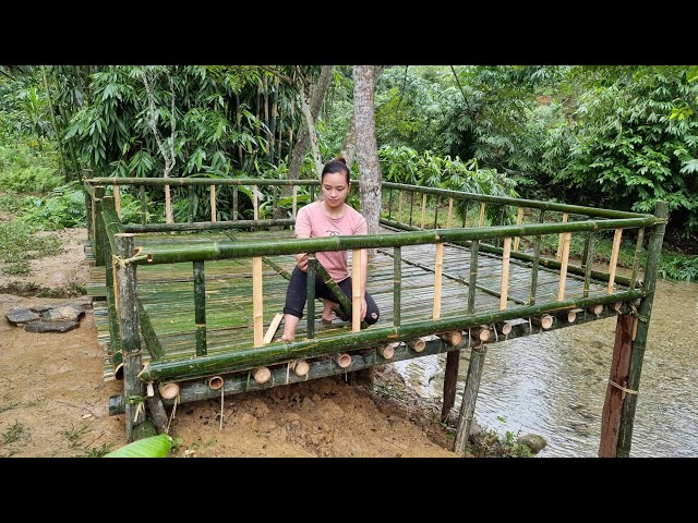 How To Build Deck From Bamboo With Girl In Forest ( Make Terrace ) - Ep.95