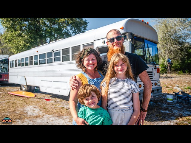 Living Debt Free in a Bus Home - Family's $15k House On Wheels