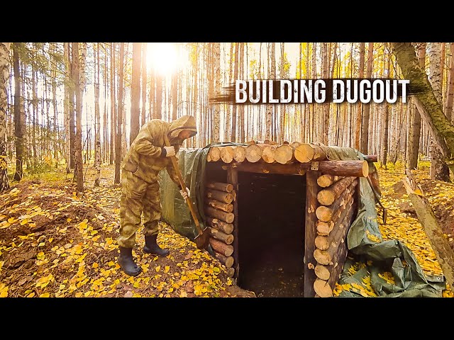 Dugout in a wild forest. Digging the steps out of the clay. Entrance like a bunker. Part 8.