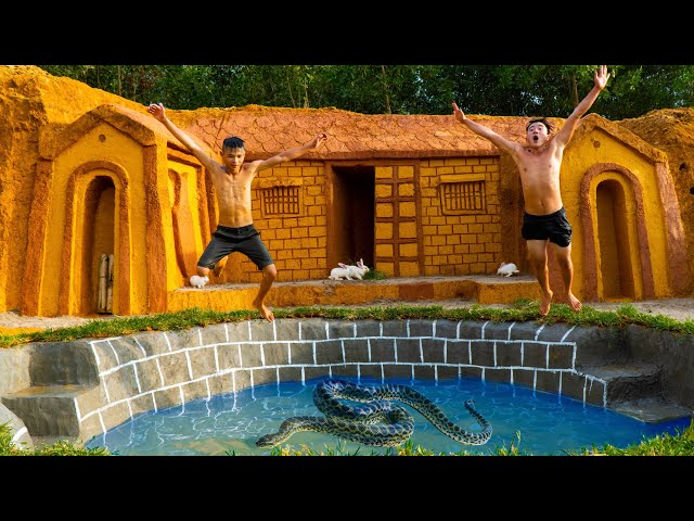 Build Swimming Pool With The Big Python Around Underground House