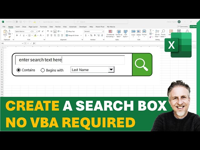 How to Build a Search Bar in Excel | Search Box Template with "Contains" & "Begins With" Options