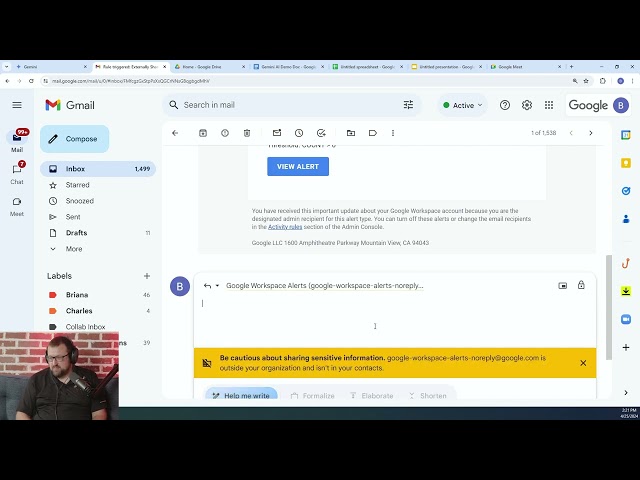 Gemini AI for Google Workspace - Google Gmail Demo