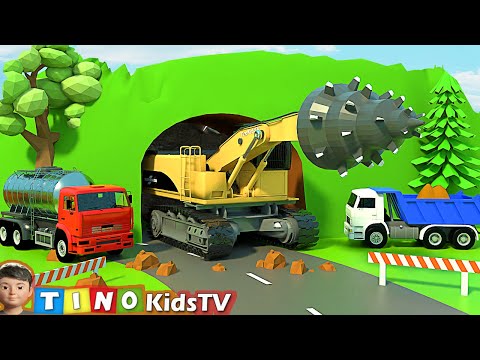 Roadheader & Construction Trucks for Kids | Mountain Tunnel Construction for Children