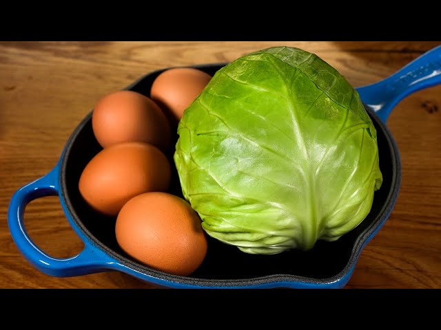Only 3 ingredients! Just add eggs with cabbage, it's so delicious.Easy breakfast recipe. ASMR