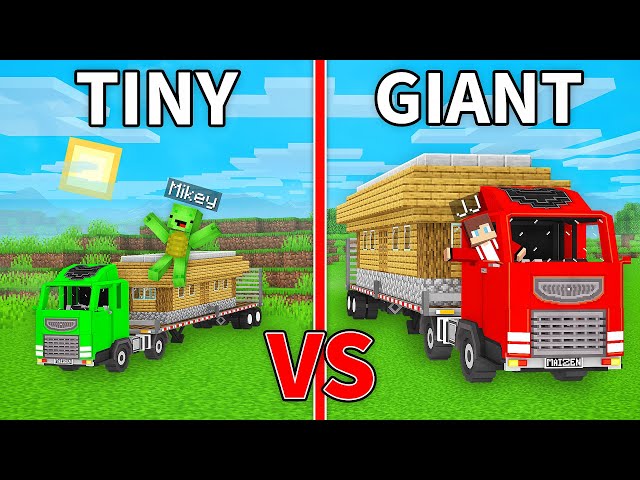 JJ's GIANT Truck vs Mikey's TINY Truck Build Battle in Minecraft - Maizen