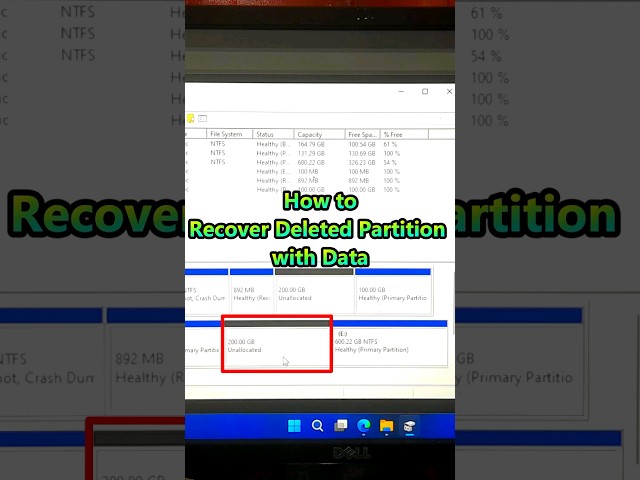 How To Recover Deleted Partition with Data 💻 #youtubeshorts #shortsvideo #shorts