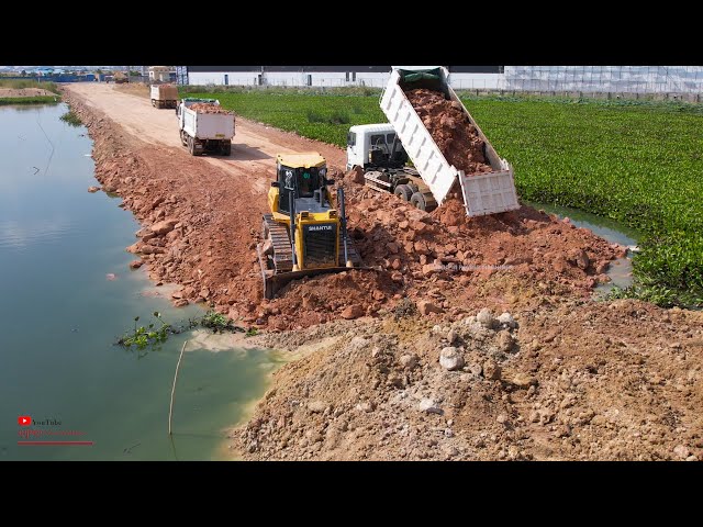 Ultimate Dozer Shantui Fully Working Success​ Of New Road​ Building Construction By Cross The Lake