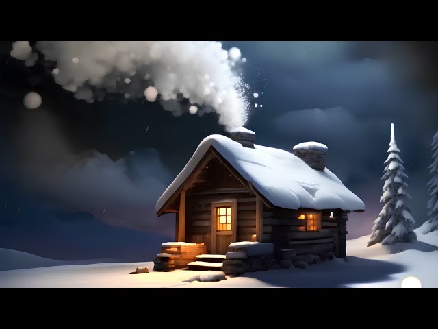 Snowfall Serenity: Cozy Cabin in a Winter Wonderland - 4K Relaxation