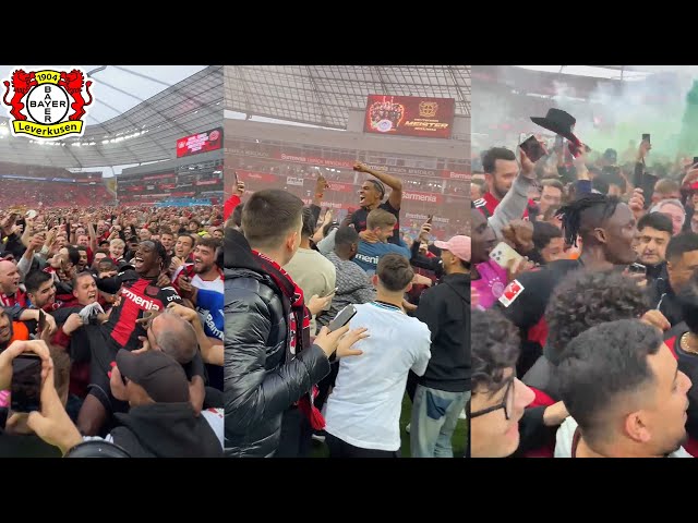 Crazy Scenes As Leverkusen Players & Fans Celebrate First Bundesliga Title In History