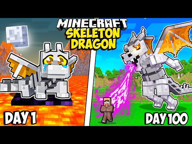 I Survived 100 Days as a SKELETON DRAGON in Minecraft
