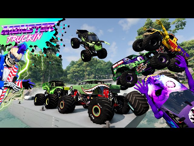 Monster Jam INSANE Racing, Freestyle and High Speed Jumps #32 | BeamNG Drive | Grave Digger