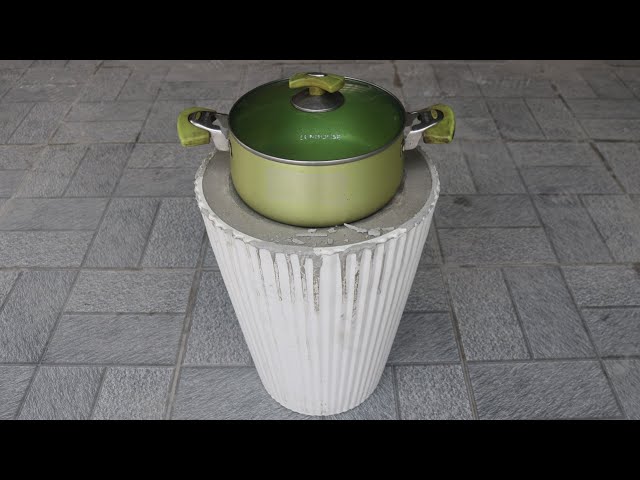 Casting a cement stove like this is both easy and saves gas