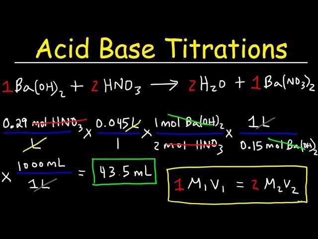 Acid Base Titration Problems, Basic Introduction, Calculations, Examples, Solution Stoichiometry