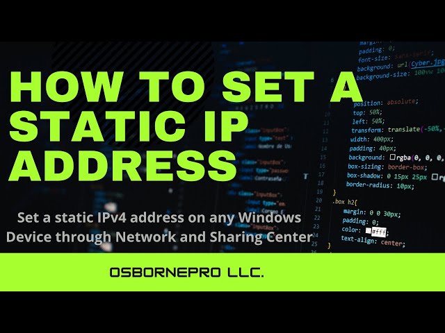 How to Set a Static IP Address (Windows)