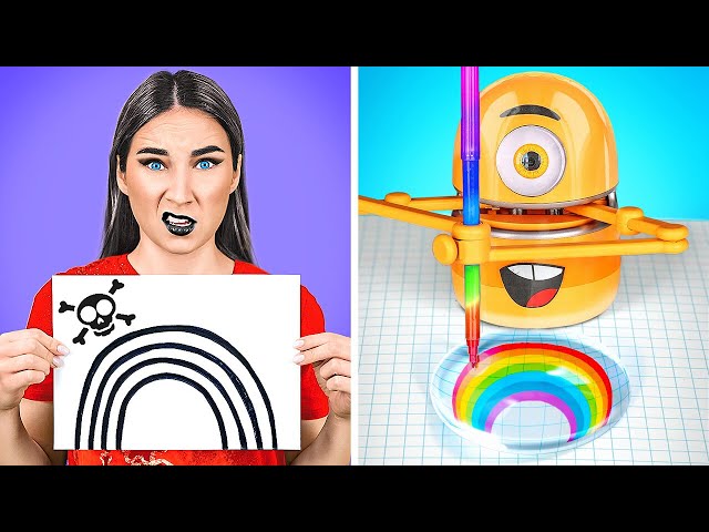 ART HACKS FOR CREATIVES || Epic Drawing Challenge! Art Hacks vs. Drawing Gadgets by 123 GO! SCHOOL