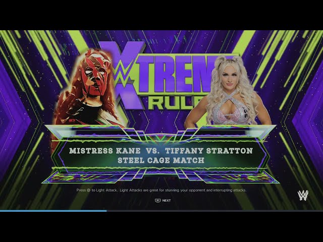 WWE 2K24 Mistress Kane VS Tiffany Stratton 1 VS 1 Steel Cage Match