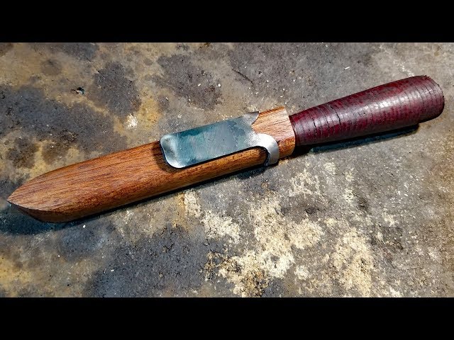 Knife forging experiment - Crazy knife handle and wood sheath