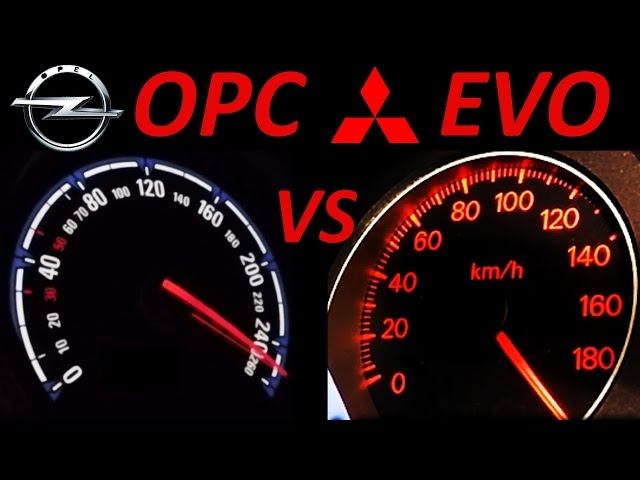 Opel Astra OPC H vs Mitsubishi EVO 7 - 0-200 Acceleration Sound compare Onboard Autobahn