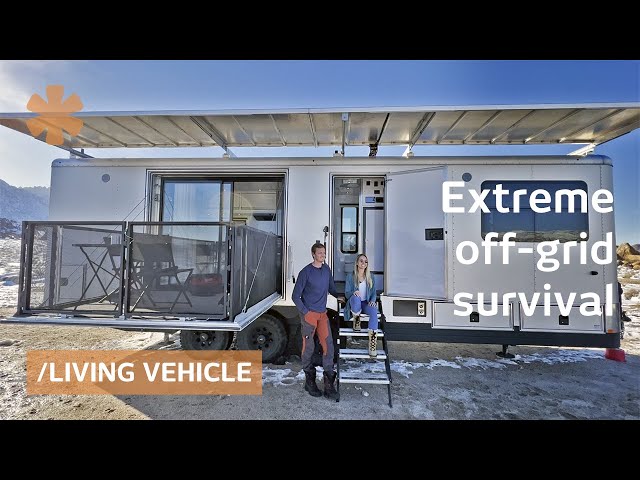 Couple's stunning home-on-wheels produces water, has solar awnings