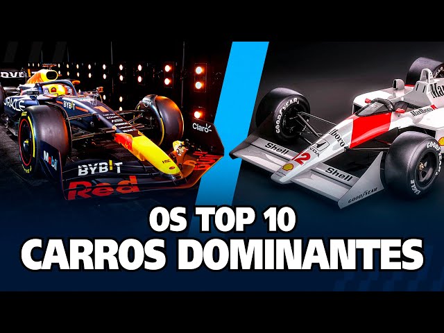 Os top carros mais dominantes da Fórmula 1. RB19, Mp4/4, F2004, W07. Siglas poderosas e velozes!