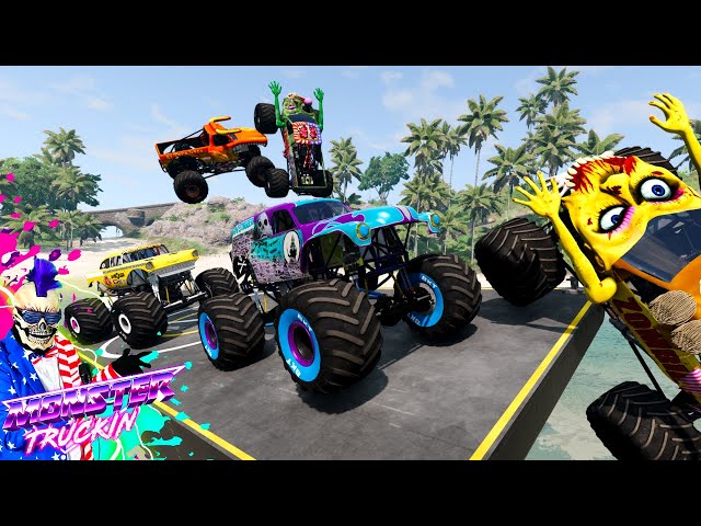 Monster Jam INSANE Racing, Freestyle and High Speed Jumps #36 | BeamNG Drive | Grave Digger