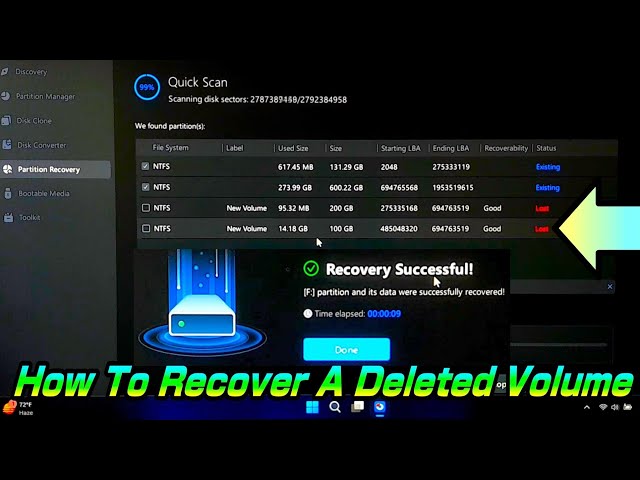 Is it possible to recover lost partition? How To Recover A Deleted Volume(Complete Tutorial)