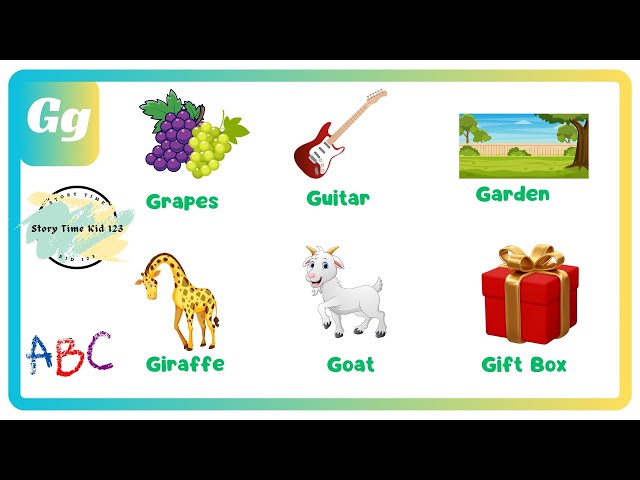 ABC Flash Card Fun: Exploring G-Letter Words | ABC Phonics | English Vocabulary | Story Time Kid 123