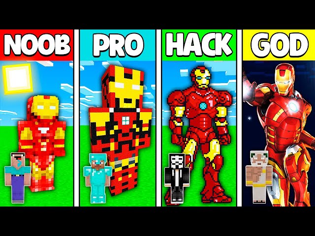 Minecraft Battle: NOOB vs PRO vs HACKER vs GOD! IRONMAN STATUE CHALLENGE in Minecraft